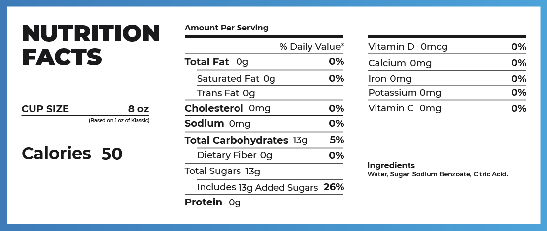 Nutrition facts and calorie info for Klassic Kona Ice